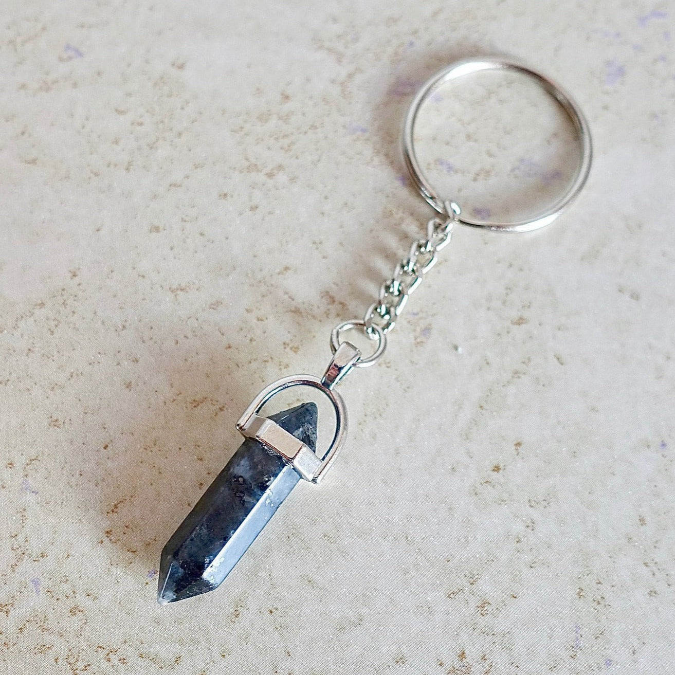 Larvikite Labradorite Llavero de doble punta