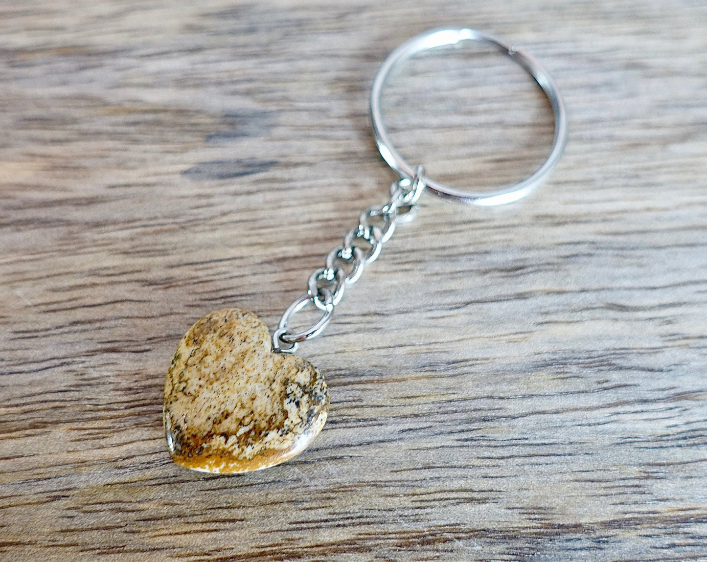 Picture Jasper Stone Handmade Heart Keychain-Keychains-Magic Crystals