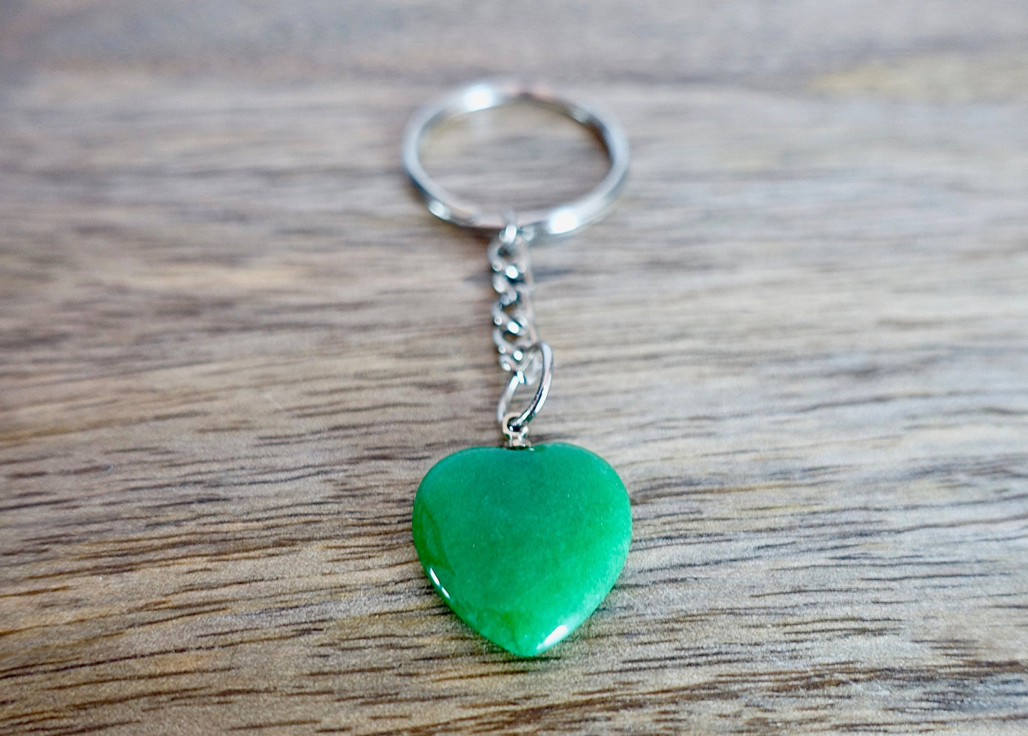 Green Jasper Stone Handmade Heart Keychain-Keychains-Magic Crystals