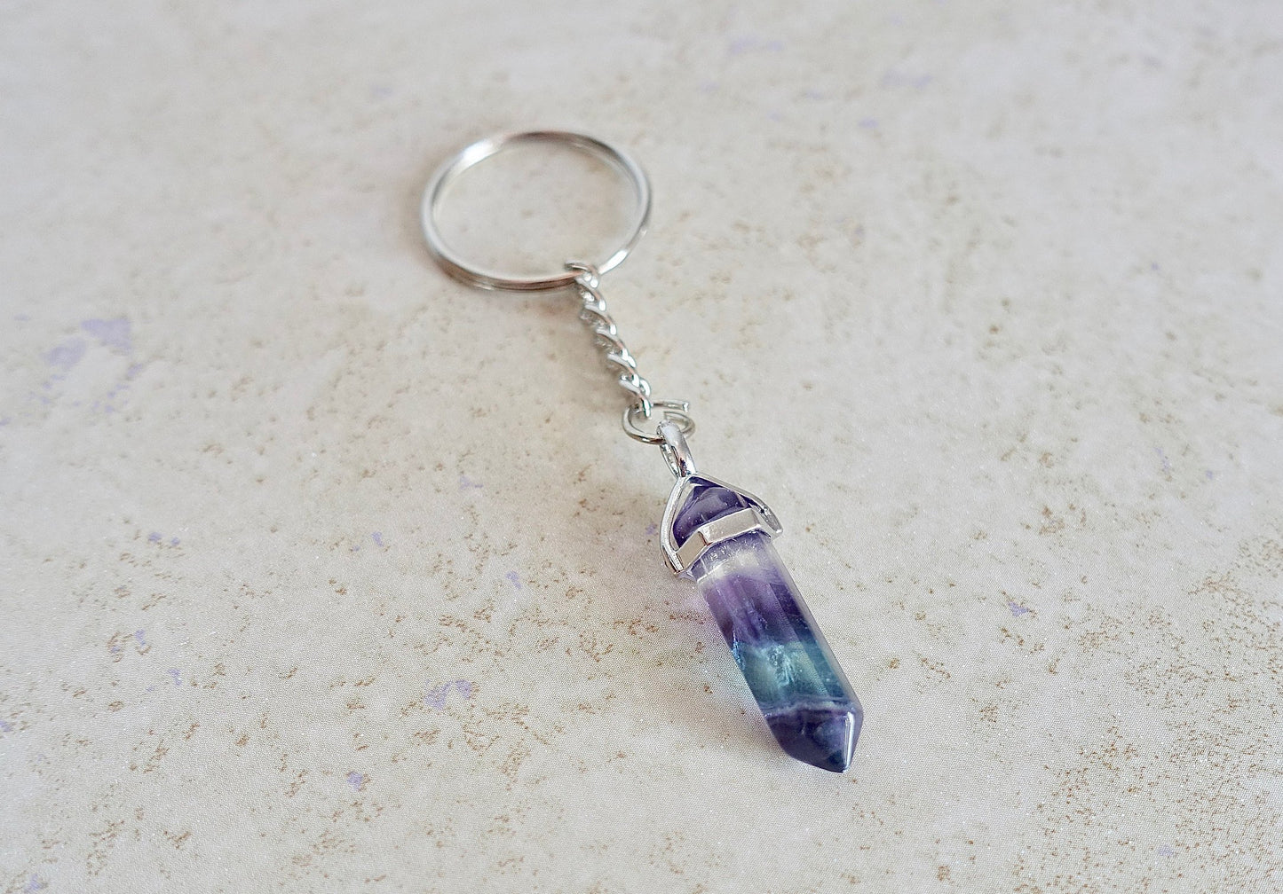 Fluorite Stone Double Point Keychain-Keychains-Magic Crystals
