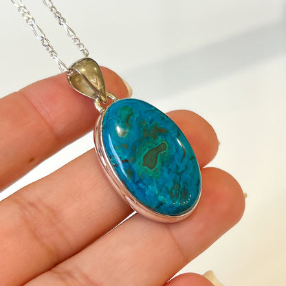 Chrysocolla Sterling Silver Pendant