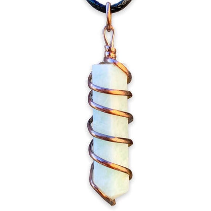 Gemstone Spiral Wrapped Pendant Necklace