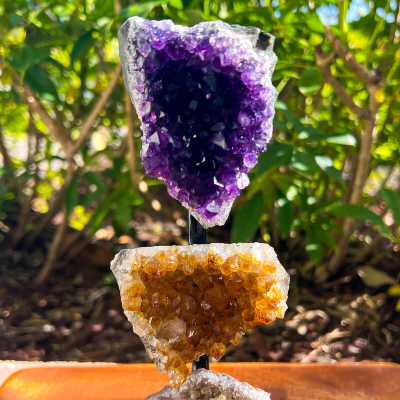 Amethyst, Citrine & Clear Quartz Crystal Set for Abundance, Clarity & Spiritual Growth