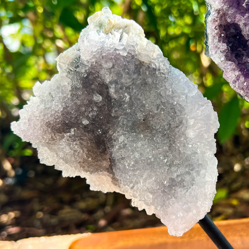 Horizontal Amethyst, Citrine & Clear Quartz Crystal Set for Abundance, Clarity & Spiritual Growth