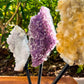 Horizontal Amethyst, Citrine & Clear Quartz Crystal Set for Abundance, Clarity & Spiritual Growth