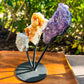 Horizontal Amethyst, Citrine & Clear Quartz Crystal Set for Abundance, Clarity & Spiritual Growth