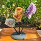 Horizontal Amethyst, Citrine & Clear Quartz Crystal Set for Abundance, Clarity & Spiritual Growth