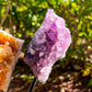 Horizontal Amethyst, Citrine & Clear Quartz Crystal Set for Abundance, Clarity & Spiritual Growth