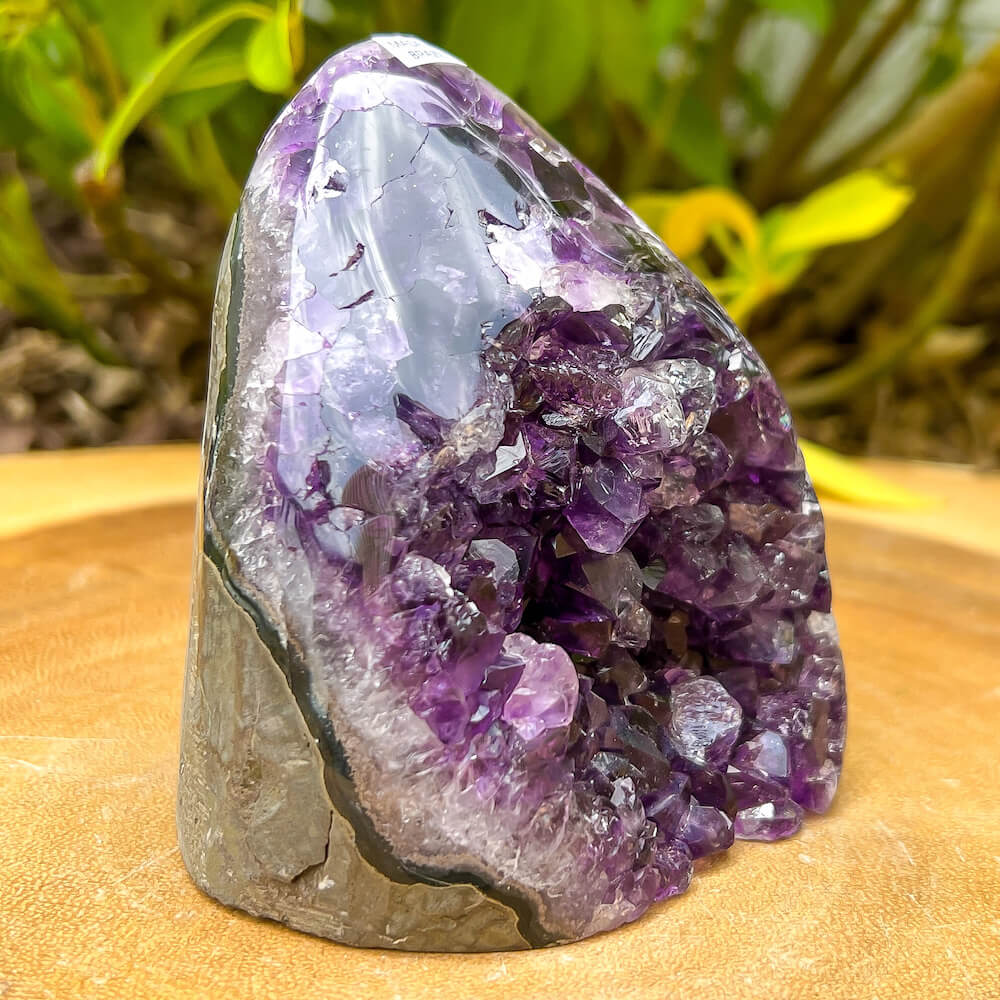 Amethyst Polished Geode - Polished Amethyst Geode Cluster - Cathedral Amethyst, Stone Point, Crystal Point, Amethyst Tower, Power Point at Magic Crystals. Natural Amethyst Gemstone for PROTECTION, PEACE, INSPIRATION. Magiccrystals.com offers FREE SHIPPING and the best quality gemstones. 