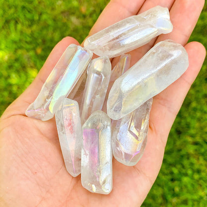 Looking for Angel Aura Quartz Double Terminates Points? Shop at Magic Crystals Raw Angel Aura Quartz crystal | Rainbow Quartz | Aura Quartz Chunks | Angel Aura Rough | Raw Angel Aura Stone. Free Shipping available.
