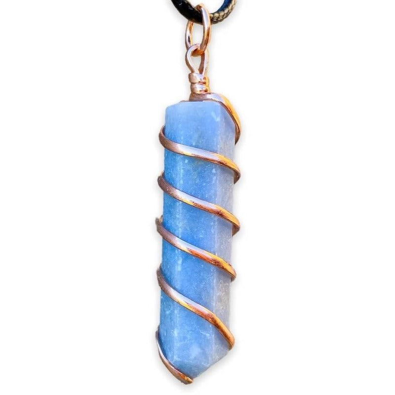 Gemstone Spiral Wrapped Pendant Necklace