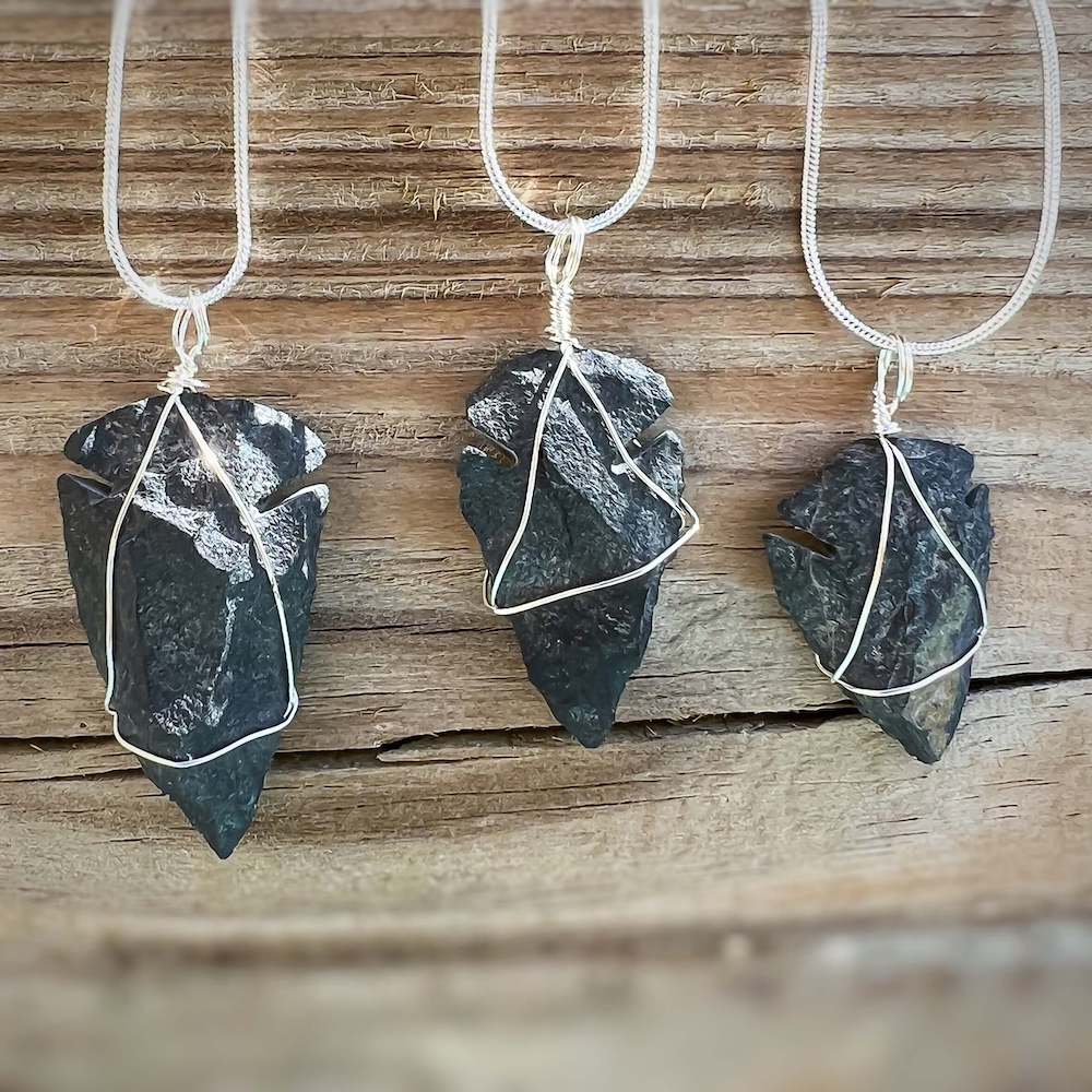 Black-Agate-Arrowhead-Stone-Necklace. Gemstone Arrowhead Pendant Necklace at Magic Crystals