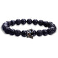 Black-Onyx-and-Lava-Crown-Lava-Bracelet. Lava Stone Natural Beaded Bracelet. Bead Bracelet. Natural Lava Stone Beaded Bracelet - Lava Jewelry - MagicCrystals