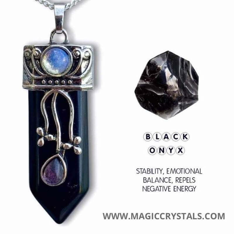 Black-Quartz-Pendant-Necklace. Flower Point Gemstone Pendant Necklace. Flower Point Gemstone Pendant Necklace - MagicCrystals