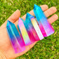 Looking for Blue Aqua Aura & Rose Aura Quartz Raw obelisk at Magic Crystals for Blue aura quartz, aura quartz obelisk, blue crystal, crystal obelisk tower, aqua aura quartz. Blue to Pink Aura Quartz obelisk, Blue Aura Point, Pink Aura Quartz excellent for jewelry making. FREE SHIPPING available.