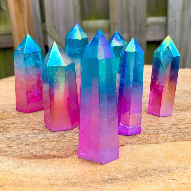 Looking for Blue Aqua Aura & Rose Aura Quartz Raw obelisk at Magic Crystals for Blue aura quartz, aura quartz obelisk, blue crystal, crystal obelisk tower, aqua aura quartz. Blue to Pink Aura Quartz obelisk, Blue Aura Point, Pink Aura Quartz excellent for jewelry making. FREE SHIPPING available.