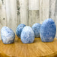 Looking for a Blue Calcite Polished Freeform? Shop at Magiccrystals for Blue Calcite Polished Freeforms, different sizes available including Large Free Standing Cut Base, Specimens, these Healing Crystals are helpful for Throat Chakra, Calcite Specimen. Choose Size ('AAA' Grade, Cut Base Blue Calcite Free Form. 