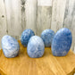 Looking for a Blue Calcite Polished Freeform? Shop at Magiccrystals for Blue Calcite Polished Freeforms, different sizes available including Large Free Standing Cut Base, Specimens, these Healing Crystals are helpful for Throat Chakra, Calcite Specimen. Choose Size ('AAA' Grade, Cut Base Blue Calcite Free Form. Blue-Calcite-Freeform