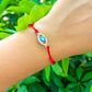    Blue-Evil-Eye-Red-String-Bracelet. Shop at Magic Crystals for Protection. The Red String Bracelet has been worn throughout history in many cultures as a symbol of protection, faith, and good luck and acts as a shield from negativity and actually has many positive effects. In quite a few cultures a red string bracelet is believed to have magical powers.