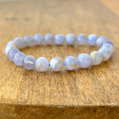 Buy Genuine Blue Lace Agate Bracelet - Blue Lace Bracelet at MagicCrystals. Blue Lace Agate is a stone with a soft, cooling and calming energy. Helps bring peace of mind. Facilitates free expression of thoughts and feelings. Stretchy Crystal Bracelet, Handmade Bracelet, Wholesale Bracelet, 6mm, 8mm, 10mm