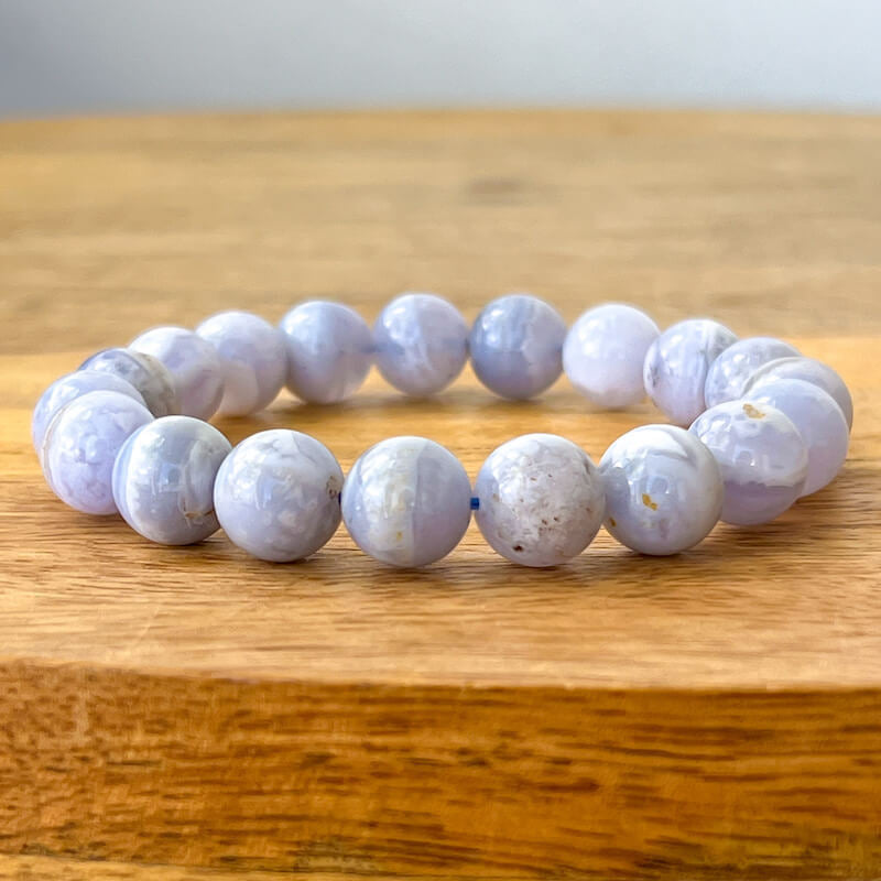 Buy Genuine Blue Lace Agate Bracelet - Blue Lace Bracelet at MagicCrystals. Blue Lace Agate is a stone with a soft, cooling and calming energy. Helps bring peace of mind. Facilitates free expression of thoughts and feelings. Stretchy Crystal Bracelet, Handmade Bracelet, Wholesale Bracelet, 6mm, 8mm, 10mm