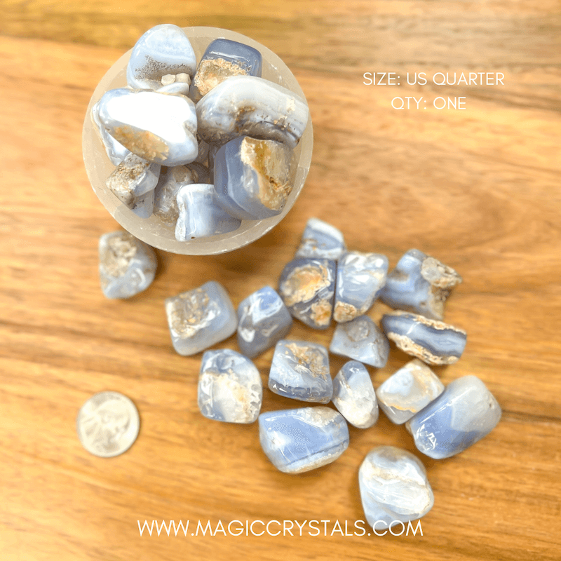 Blue Lace Agate Tumbled Stone-TUMBLED STONE-Magic Crystals