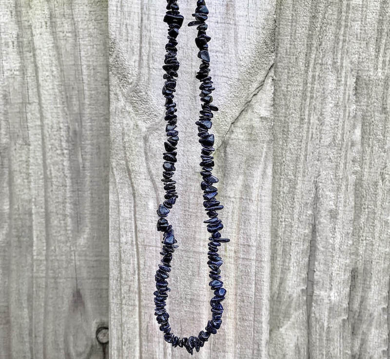 Looking for Blue Goldstone Necklaces? Blue Goldstone Raw Chip Gemstone Choker Necklace can accent any outfit. Blue Goldstone Gemstone Necklaces with Free Shipping available. Goldstone pendant. Magic Crystals carries blue goldstone bracelet, blue goldstone pendulum, blue goldstone ring and more.