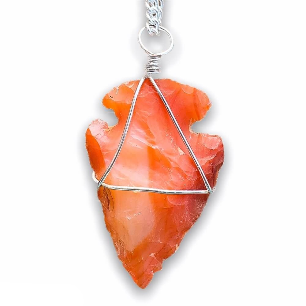 Carnelian-Arrowhead-Stone-Necklace. Gemstone Arrowhead Pendant Necklace at Magic Crystals