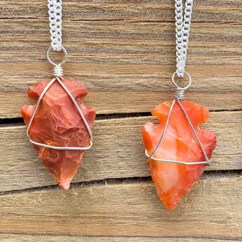 Buy Orange raw Arrowhead Carnelian Necklace - Carnelian Gemstone, Natural Carnelian Gemstone orange Gemstone Points at Magic Crystals. Shop for carnelian jewelry with FREE SHIPPING. Carnelian is best for Motivation. polished Carnelian red and orange necklace. Carnelian Arrowhead Pendant Necklace, Carnelian Jewelry.