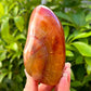 Carnelian Crystal Palm Stone, Grade AAA, Agate Crystal - MagicCrystals.com . Carnelian-Freeform-A . Carnelian Freeform Polished