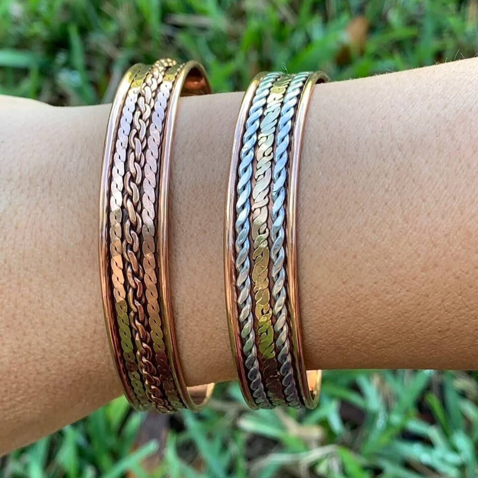 Copper Bracelet Magnetic, Chain cuff wristband - Magic Crystals - Copper bracelet