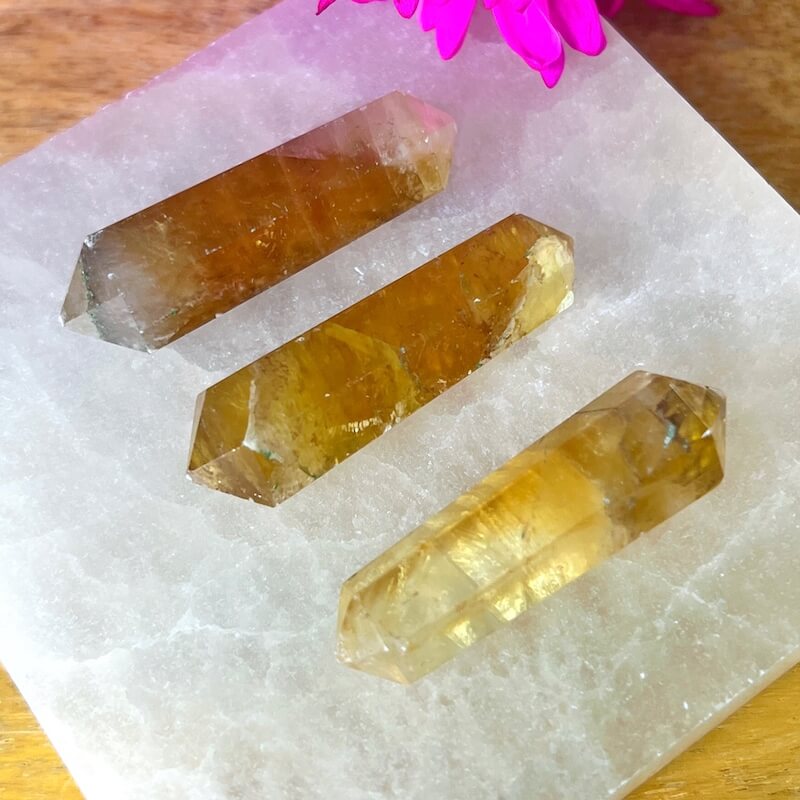 Double Point Stone.  Citrine-Double-Point. Natural Double Terminated Point Crystal.- Magic Crystal. Natural Double Terminated Point Crystal - MAGICCRYSTALS