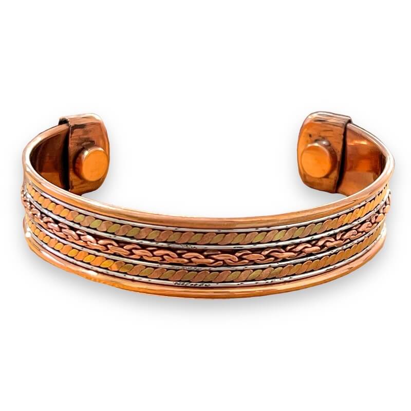 Solid-Copper-Bracelet. Powerful Copper Bracelet Handmade Cuff Wristband. 100 copper, Copper-and-Brass-Chain-Bracelet