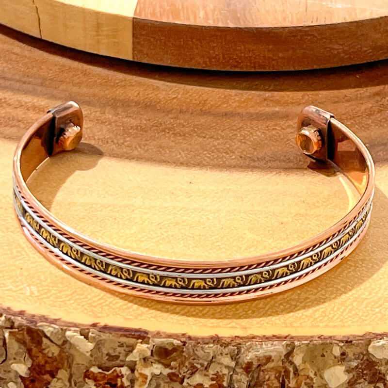 Solid-Copper-Bracelet. Powerful Copper Bracelet Handmade Cuff Wristband. 100 copper and bass elephant bracelet
