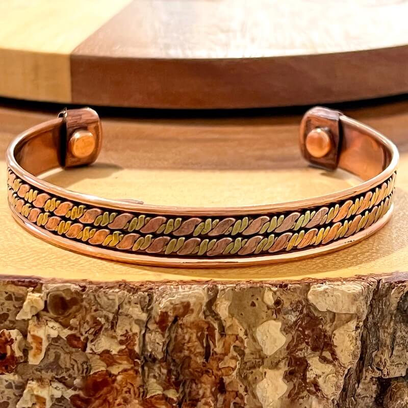 Solid-Copper-Bracelet. Powerful Copper Bracelet Handmade Cuff Wristband. 100 copper, Copper-and-Brass-Rope-Bracelet