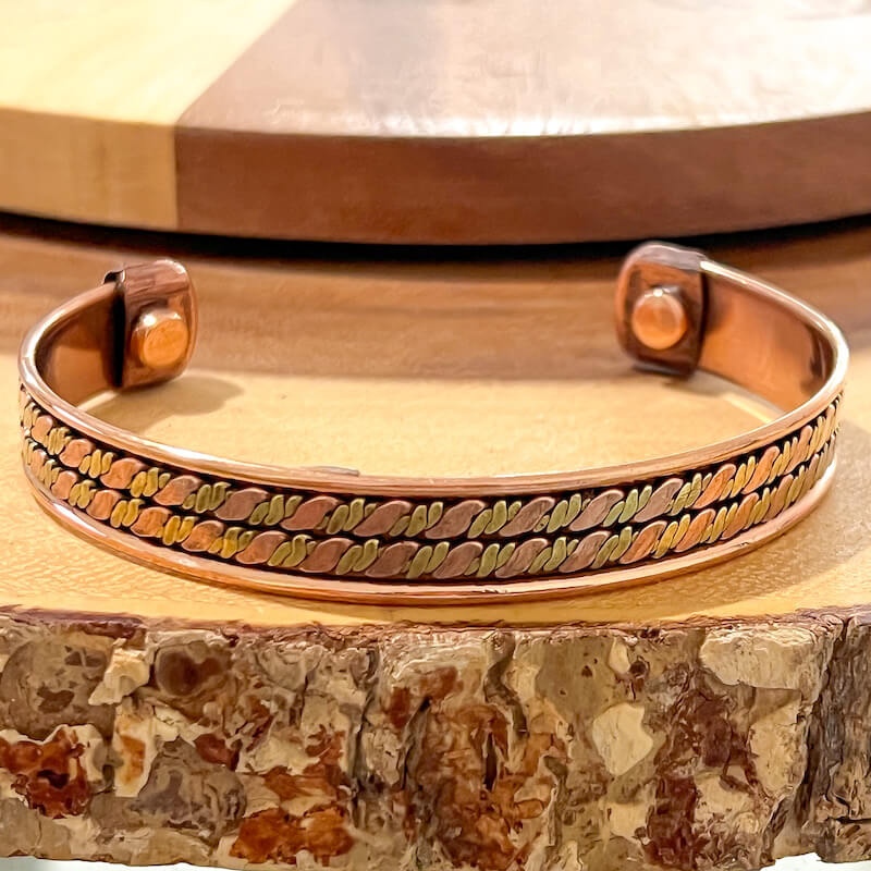 Solid-Copper-Bracelet. Powerful Copper Bracelet Handmade Cuff Wristband. 100 copper, Copper-and-Brass-Rope-Bracelet
