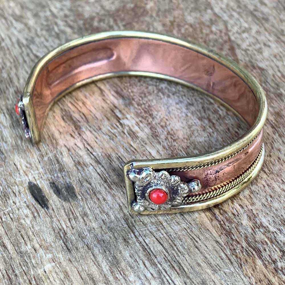 Powerful Copper Bracelet Handmade Cuff Wristband - Magic Crystals - Copper Jewelry