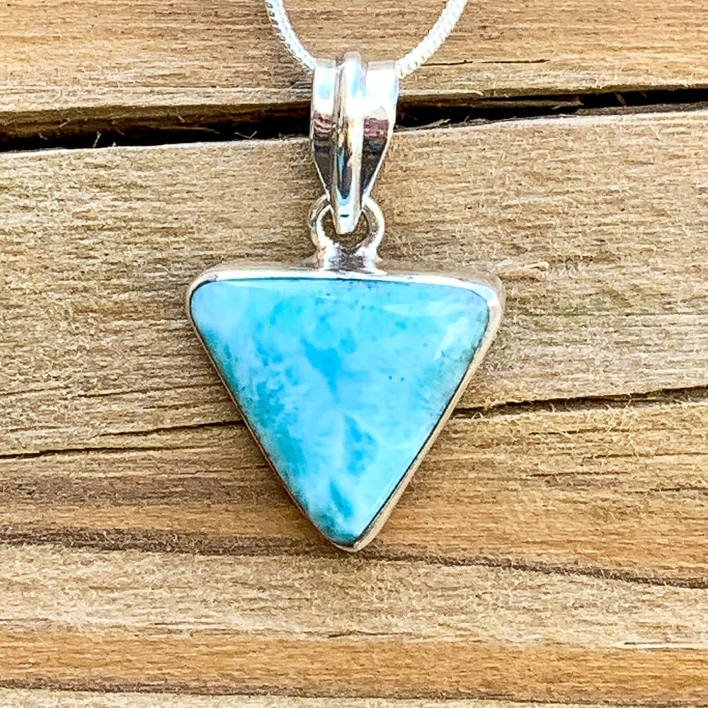 This lovely, rare and spectacular mineral gem called Larimar is a blue pectolite found in the Dominican Republic. Shop Genuine Natural Larimar Necklace, Dominican Larimar Jewelry at Magic Crystals. Sterling Caribbean Larimar Necklace, Gift For Her, Gemstone Pendant. Magiccrystals.com carries the essence of the ocean.