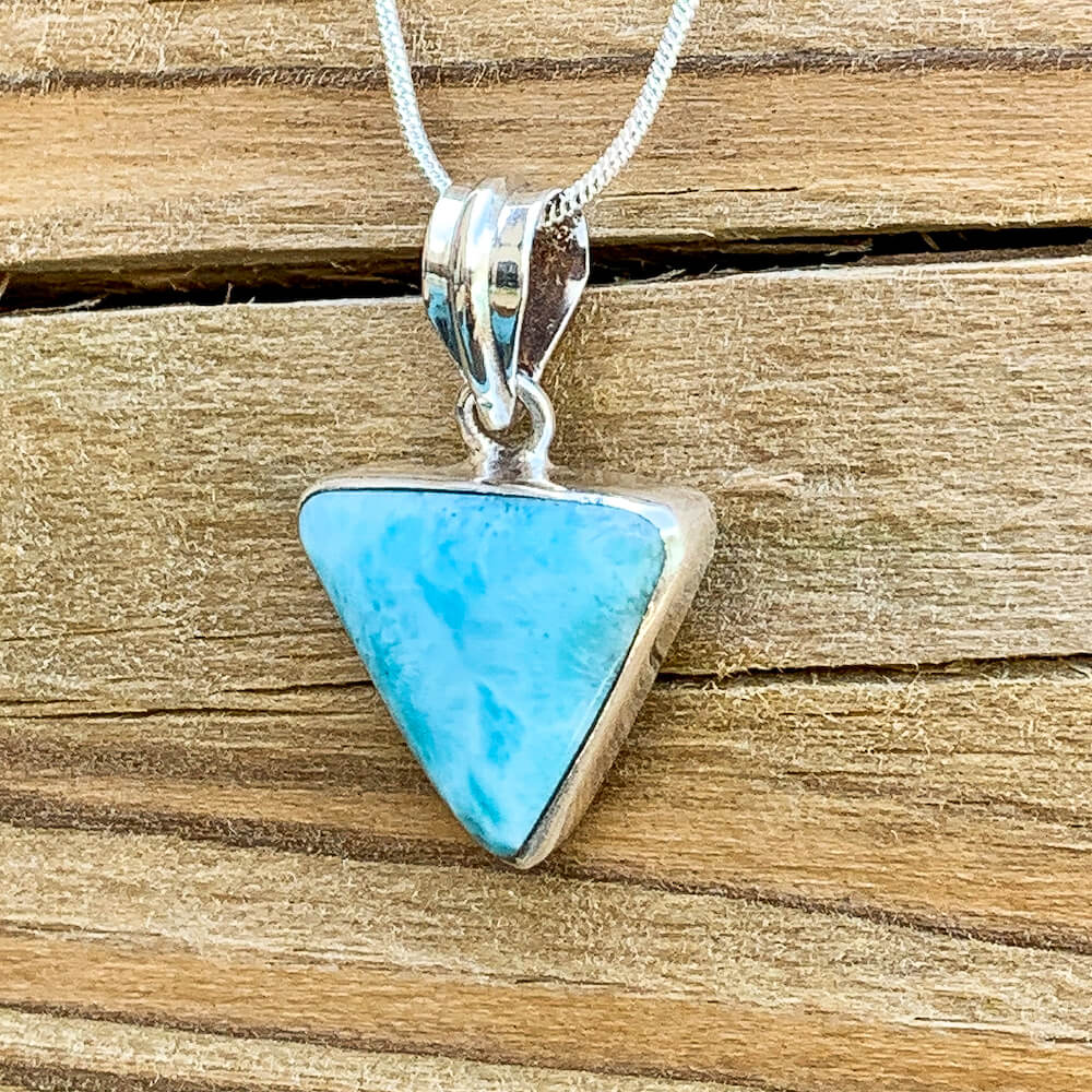 This lovely, rare and spectacular mineral gem called Larimar is a blue pectolite found in the Dominican Republic. Shop Genuine Natural Larimar Necklace, Dominican Larimar Jewelry at Magic Crystals. Sterling Caribbean Larimar Necklace, Gift For Her, Gemstone Pendant. Magiccrystals.com carries the essence of the ocean.