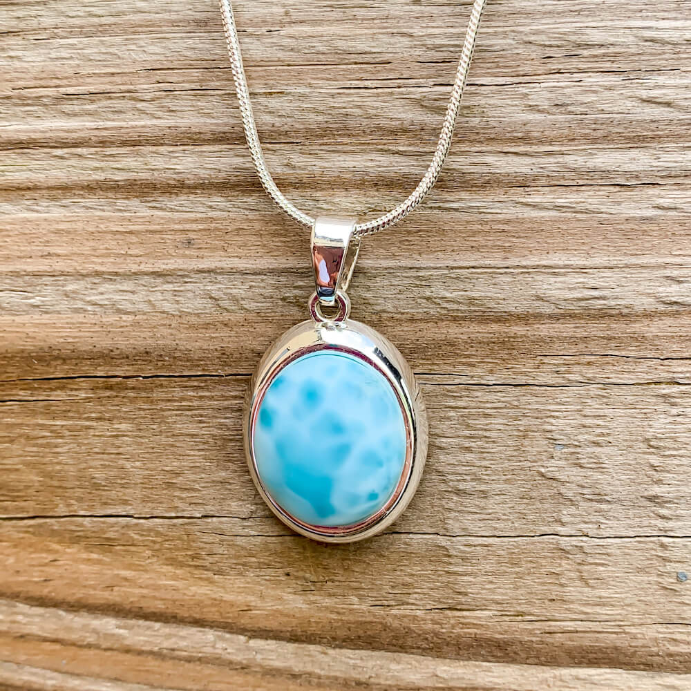 Larimar 925 Sterling Silver Pendant Necklace from Dominican Republic