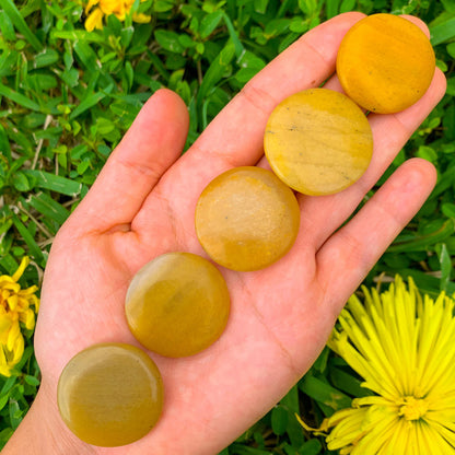 Natural Gemstone Disc Stone - Worry Stone. Rocks and Fossils. Black Tourmaline,  Green Jade,  Clear Quartz,  Lapis Lazuli,  Red jasper , Amethyst, Golden Healer Quartz, Peach Aventurine,  Rose Quartz at MagicCrystals