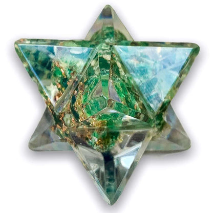 Green Aventurine Crystal Orgone Merkaba, Sacred Geometry Resin Star helps against EMF and haarp radiations in our environment. Sacred light within this Orgonite Resin Merkaba Star. Magic Crystals carries Merkaba filled with healing crystal. Merkaba, also spelled Merkabah, translates literally to light, spirit, body.