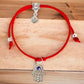 Hamsa-Evil-Eye-Red-String-Bracelet. Shop at Magic Crystals for Protection. The Red String Bracelet has been worn throughout history in many cultures as a symbol of protection, faith, and good luck and acts as a shield from negativity and actually has many positive effects. In quite a few cultures a red string bracelet is believed to have magical powers.
