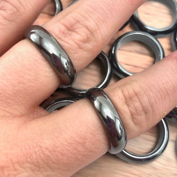 Looking for Hematite Ring? Shop at Magic Crystals for Hematite Ring, Hematite Ring, Hematite Puffy Ring, Natural Hematite Stone Carving, Crystal Ring, Haematite, Palm Stone, Tiger Iron, Iron Oxide. FREE SHIPPING available. Stone Ring, Healing Crystals, and Stones