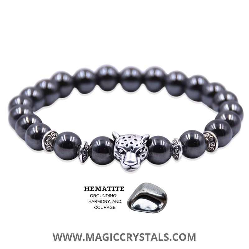 Looking for Hematite Jewelry? Shop at Magic Crystals for Hematite Stone Leopard Bracelet with FREE shipping available. Natural gemstone beaded bracelets for men and women. Perfect gift for valentines, birthday gift, and more. Hematite is a grounding stone.