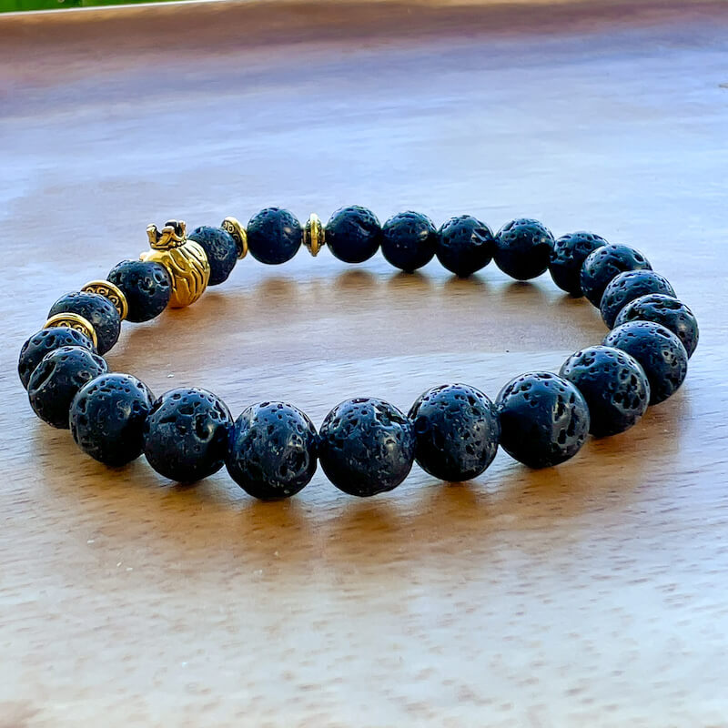 King-Lion-Lava-Bracelet. Lava Stone Natural Beaded Bracelet. Bead Bracelet. Natural Lava Stone Beaded Bracelet - Lava Jewelry - MagicCrystals