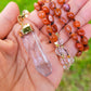 Shop Red Agate Stone Single Point Mala Necklace. Our No Negativity Red Agate Mala is hand-knotted with the finest Red Agate nugget chips. Magic Crystals helps with cutting cords with persons that have a negative influence on a person wearing. Each bead is mindfully knotted