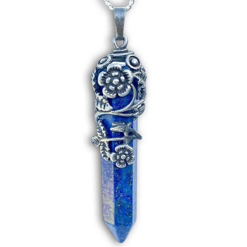 Flower Pendant Necklaces: Gemstone Crystal Necklace - Magic Crystals.    Lapis-Lazuli-Flower-Wrap-Necklace. Flower Wrap Pendant Necklace
