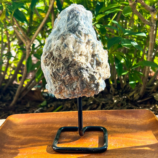 Large Raw Blue Kyanite on a Stand