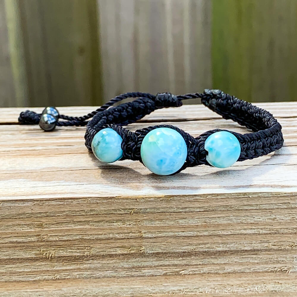 Looking for Larimar adjustable Bracelet? Magic Crystals has Larimar stone bead woven bracelet, Boho bracelet, Tiny bracelet, Macrame bracelet, Chip stone bracelet, larimar bracelet, Minimalist bracelet. Hemp Bracelet - Macrame bracelet. Woven bracelet for men and women, braided bracelet. FREE SHIPPING AVAILABLE. Polished Larimar Jewelry